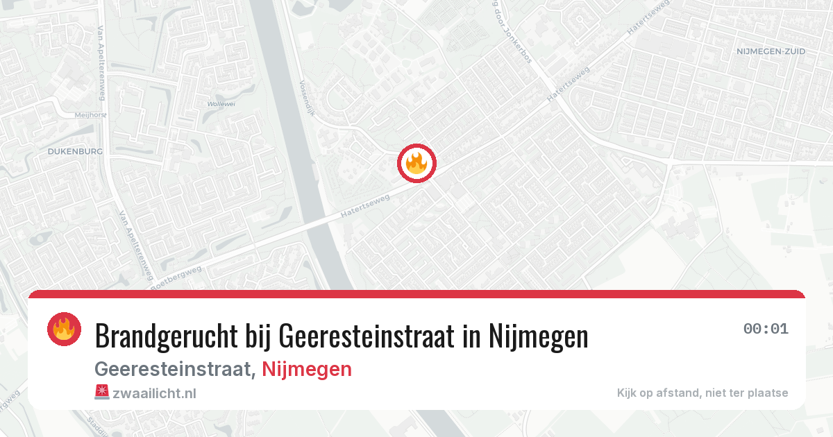 Brandgerucht bij Geeresteinstraat in Nijmegen — 27 jun 2026