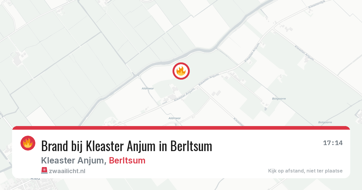 Brand bij Kleaster Anjum in Berltsum — 17 feb 2026