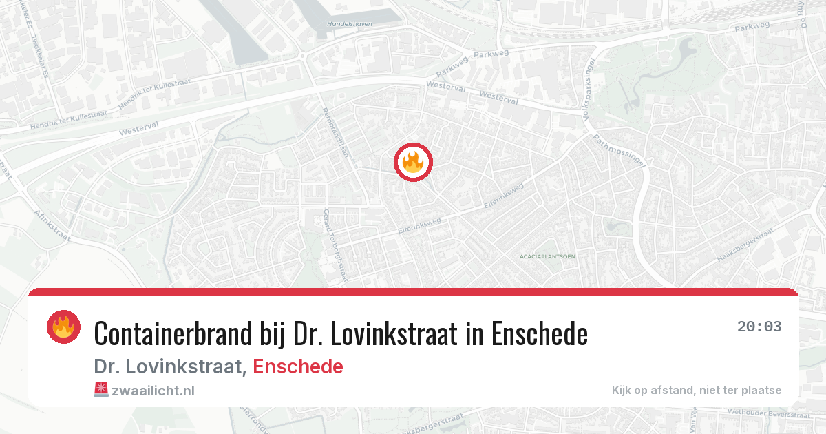 Containerbrand bij Dr. Lovinkstraat in Enschede — 26 jun 2026