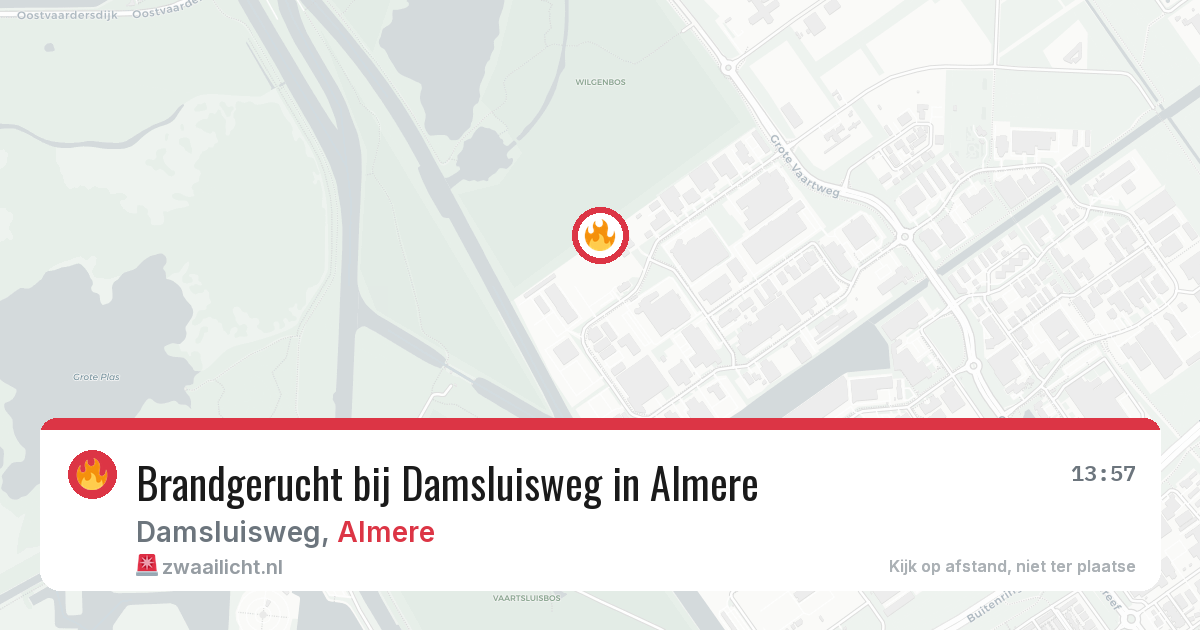 Brandgerucht bij Damsluisweg in Almere — 21 mei 2026