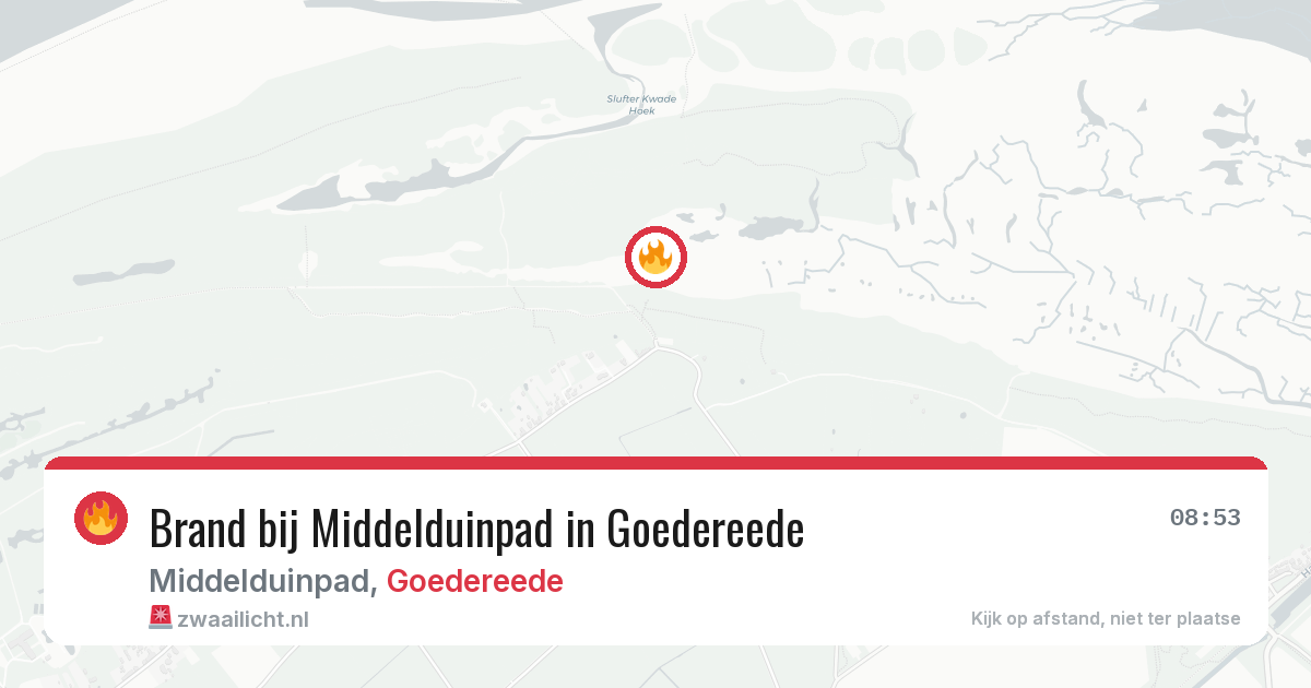 Brand bij Middelduinpad in Goedereede — 4 aug 2026