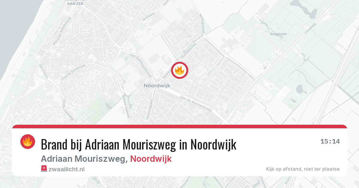 Brand bij Adriaan Mouriszweg in Noordwijk — 22 jun 2026