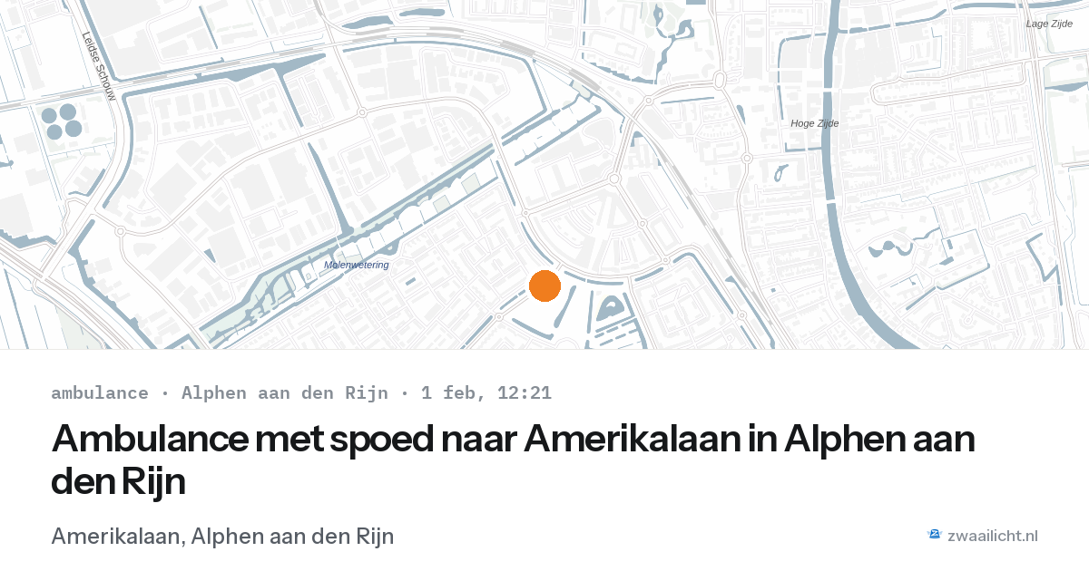 Ambulance met spoed naar Amerikalaan in Alphen aan den Rijn — 1 feb 2026