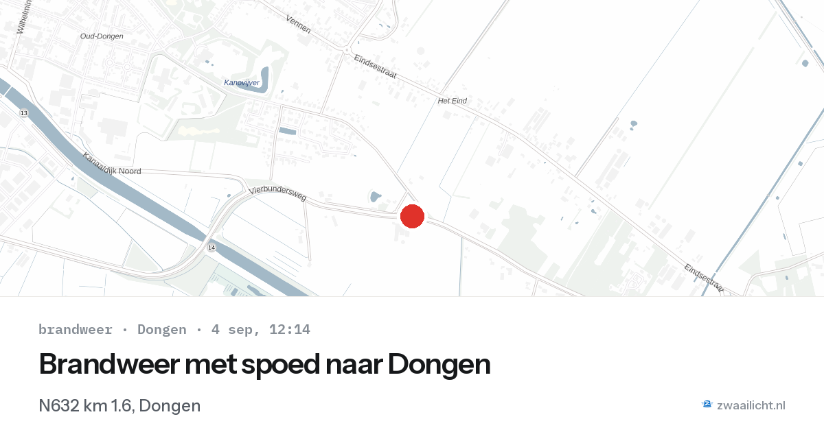 Brandweer met spoed naar Dongen — 4 sep 2026 | 🚨 Zwaailicht.nl