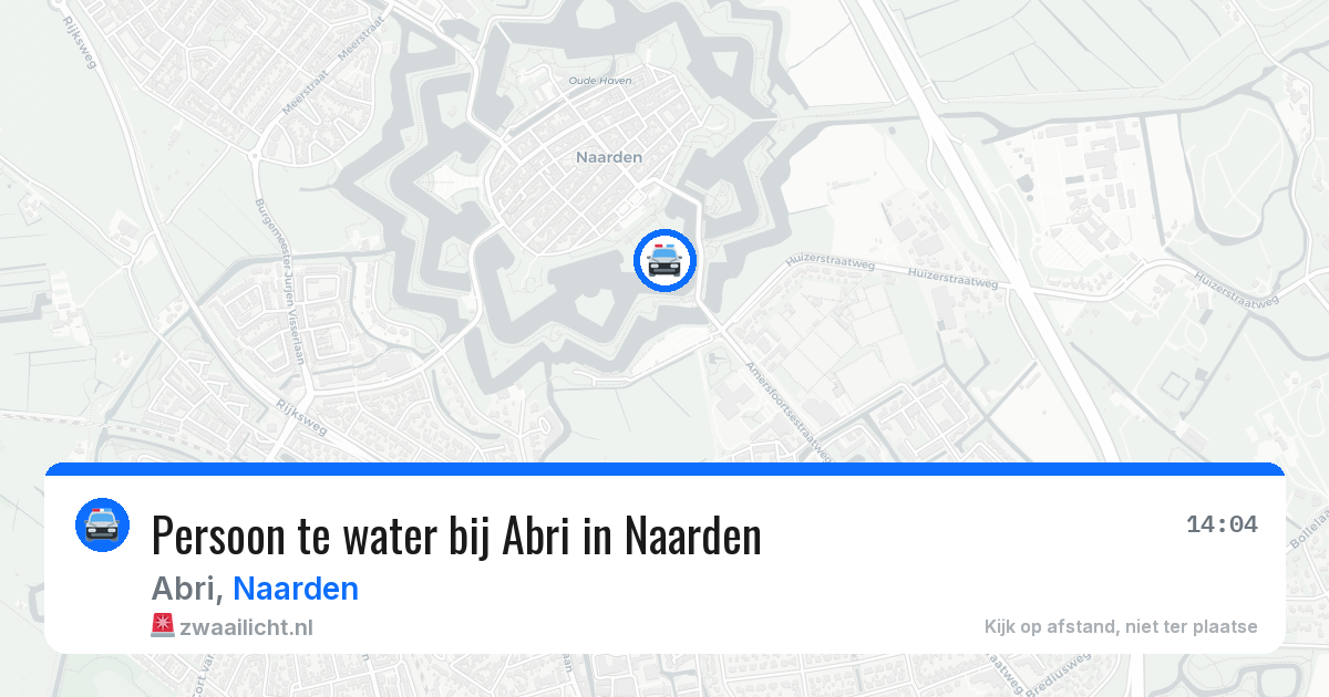 Persoon te water bij Abri in Naarden — 13 aug 2026