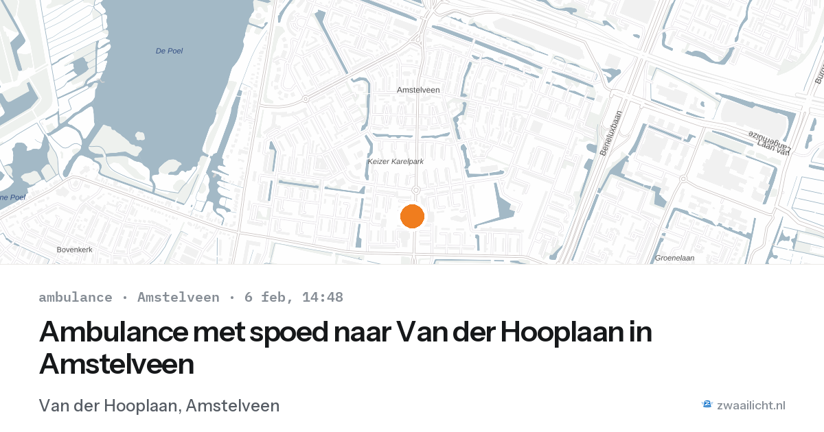 Ambulance met spoed naar Van der Hooplaan in Amstelveen — 6 feb 2026