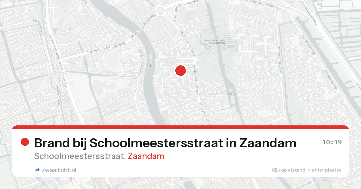 Brand bij Schoolmeestersstraat in Zaandam — 20 aug 2026