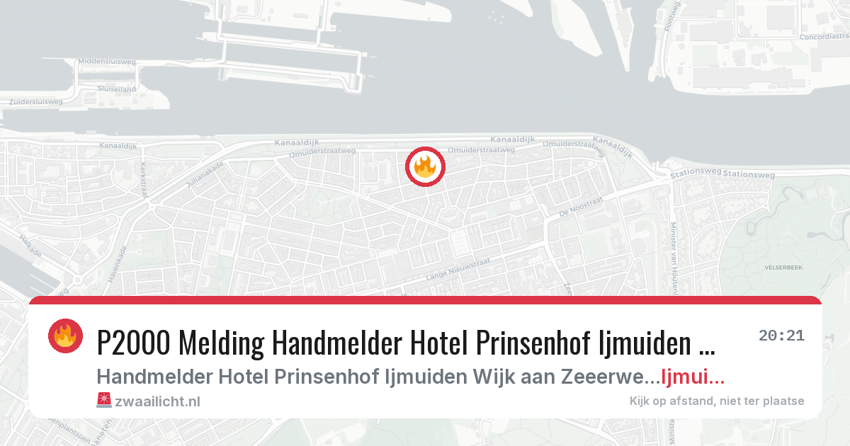 P2000 Melding Handmelder Hotel Prinsenhof Ijmuiden Wijk aan Zeeerweg, Ijmuiden — 16 mrt 2026