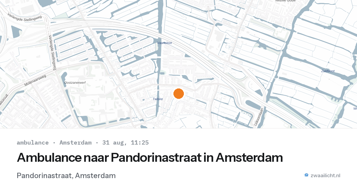 Ambulance naar Pandorinastraat in Amsterdam — 31 aug 2026