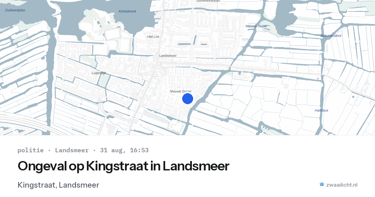 Ongeval op Kingstraat in Landsmeer — 31 aug 2026