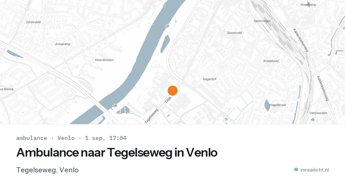 Ambulance naar Tegelseweg in Venlo — 1 sep 2026