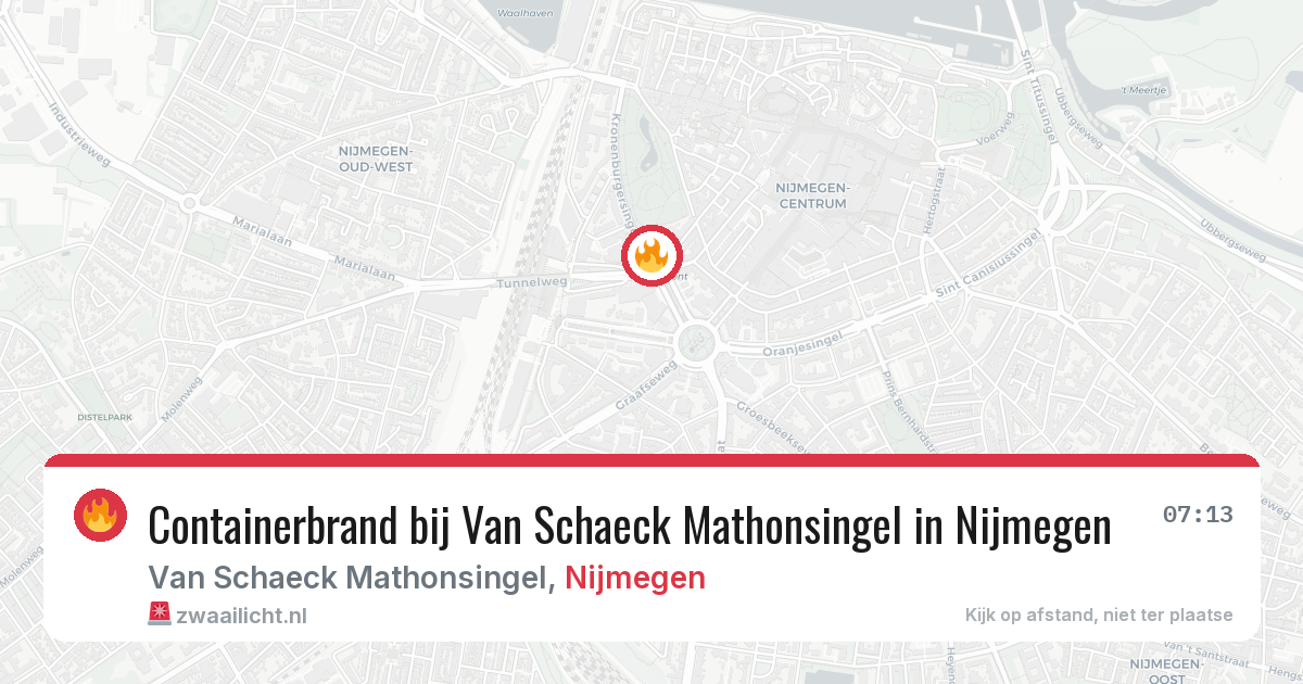 Containerbrand bij Van Schaeck Mathonsingel in Nijmegen — 29 jul 2026