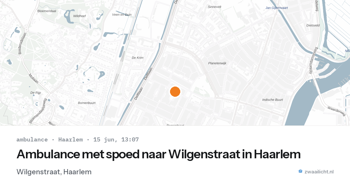 Ambulance met spoed naar Wilgenstraat in Haarlem — 15 jun 2026