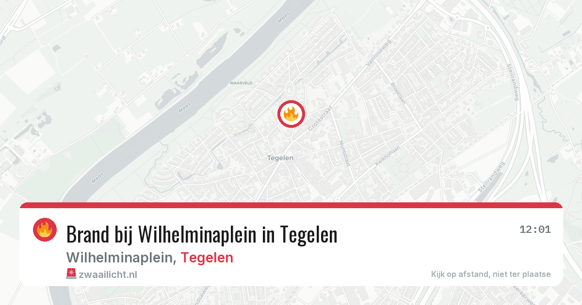 Brand bij Wilhelminaplein in Tegelen — 2 jul 2026