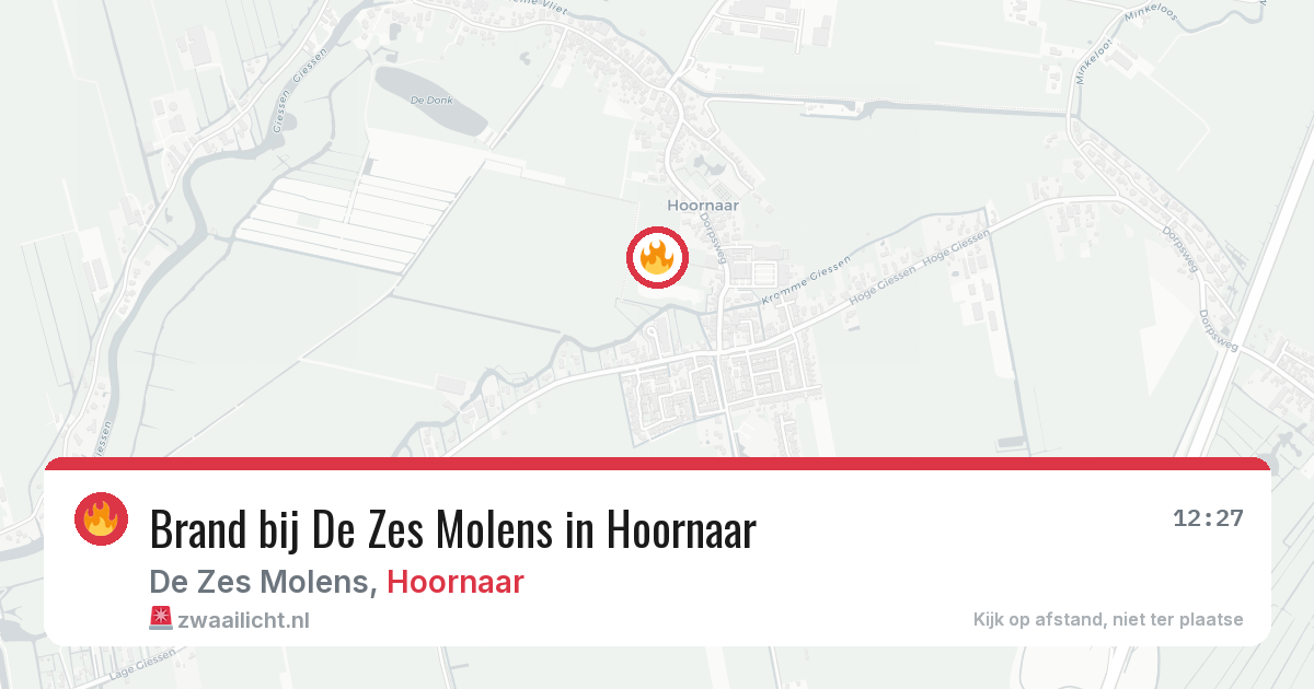Brand bij De Zes Molens in Hoornaar — 21 feb 2026