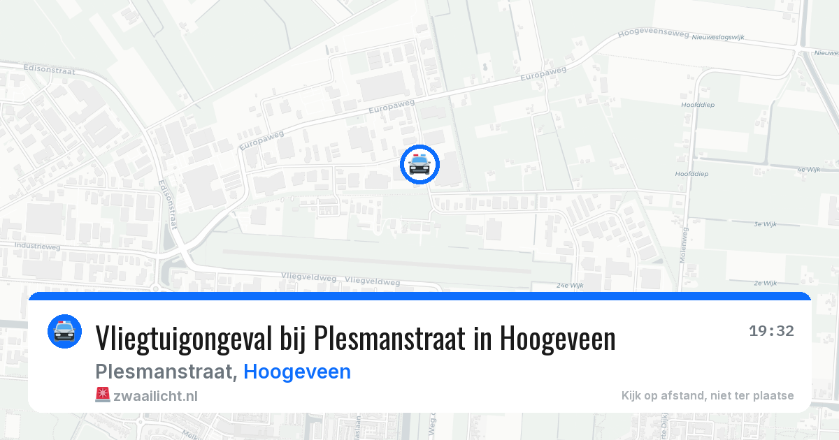 Vliegtuigongeval bij Plesmanstraat in Hoogeveen — 16 mei 2026