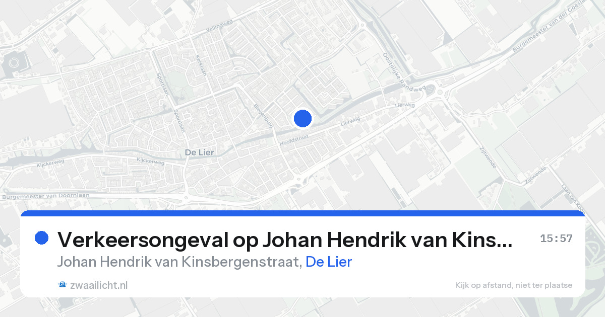 Verkeersongeval op Johan Hendrik van Kinsbergenstraat in De Lier — 22 aug 2026