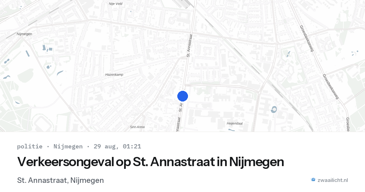 Verkeersongeval op St. Annastraat in Nijmegen — 28 aug 2026