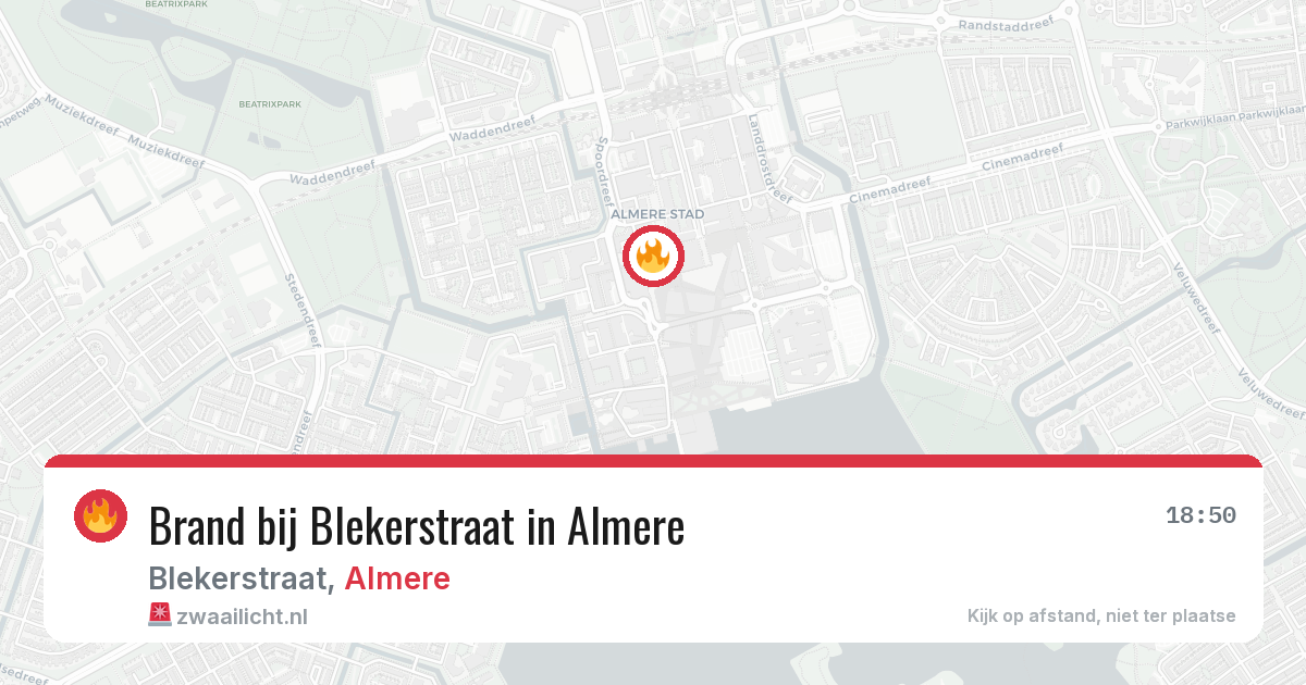 Brand bij Blekerstraat in Almere — 26 jun 2026