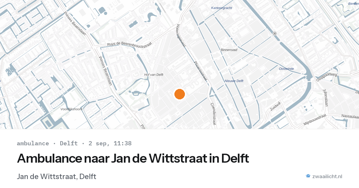 Ambulance naar Jan de Wittstraat in Delft — 2 sep 2026