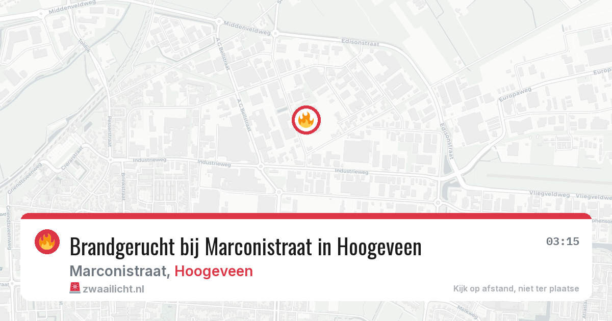 Brandgerucht bij Marconistraat in Hoogeveen — 20 jun 2026