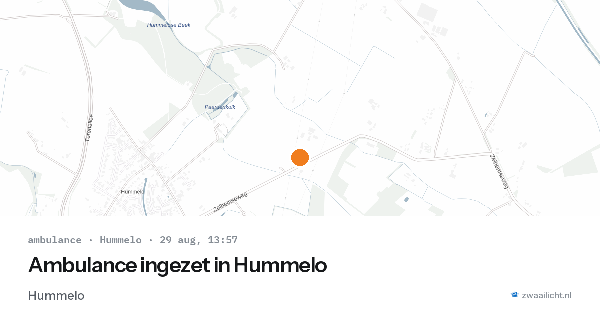 Ambulance ingezet in Hummelo — 29 aug 2026 | 🚨 Zwaailicht.nl