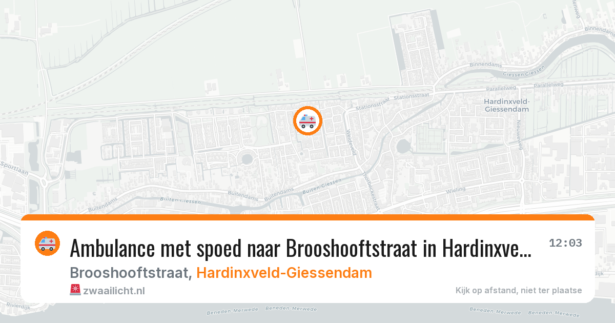 Ambulance met spoed naar Brooshooftstraat in Hardinxveld-Giessendam — 6 jun 2026