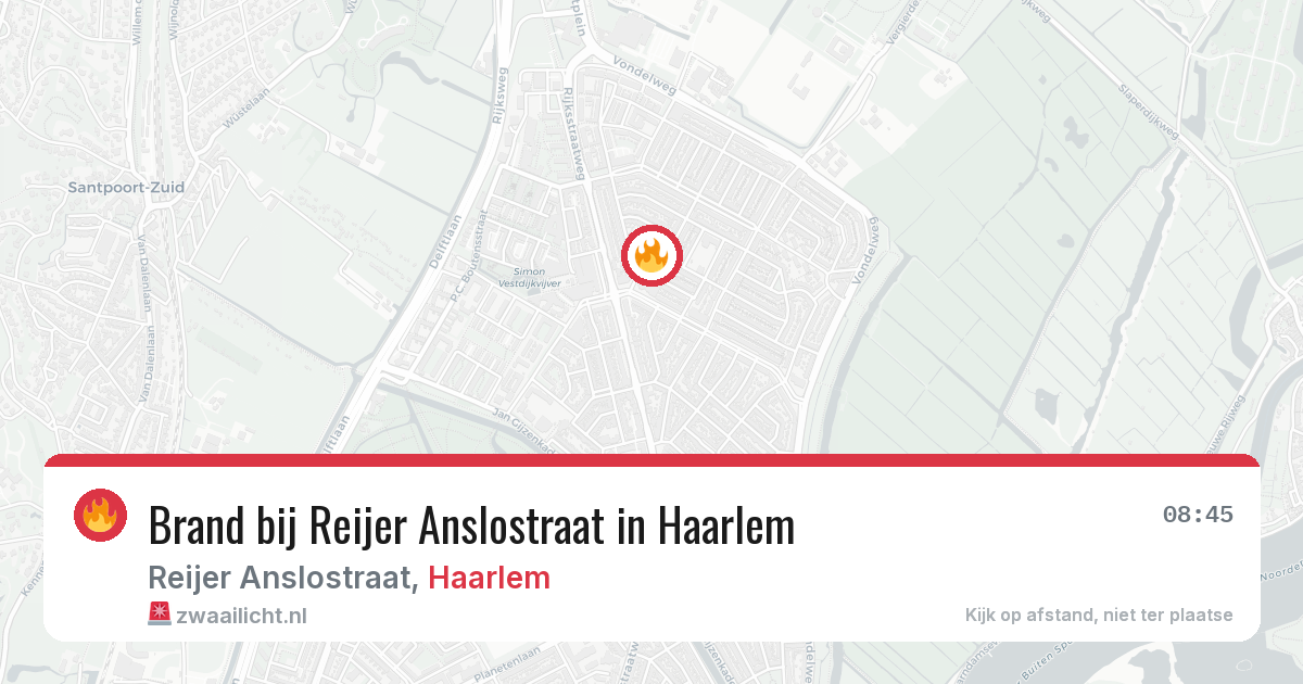 Brand bij Reijer Anslostraat in Haarlem — 6 aug 2026