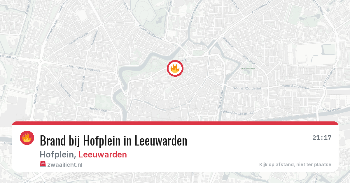 Brand bij Hofplein in Leeuwarden — 8 aug 2026