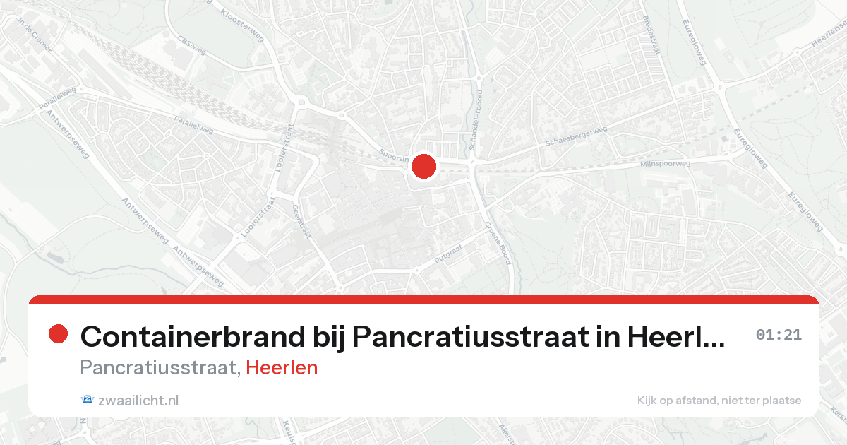 Containerbrand bij Pancratiusstraat in Heerlen — 17 aug 2026