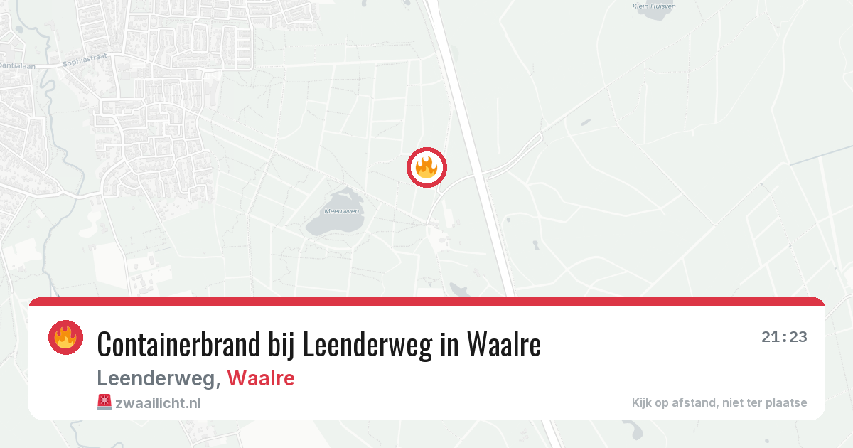 Containerbrand bij Leenderweg in Waalre — 26 mei 2026