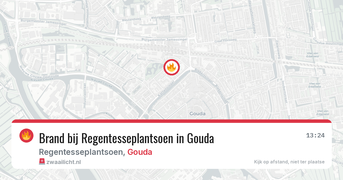 Brand bij Regentesseplantsoen in Gouda — 11 aug 2026