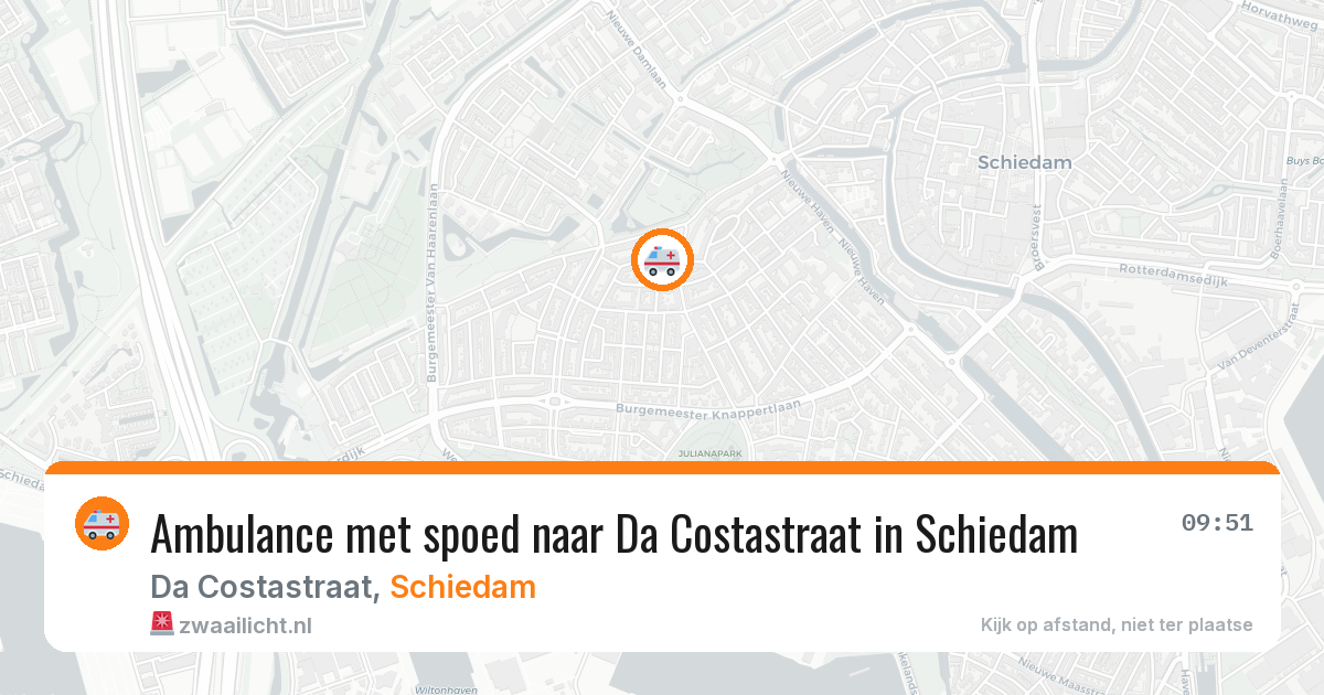 Ambulance met spoed naar Da Costastraat in Schiedam — 11 aug 2026