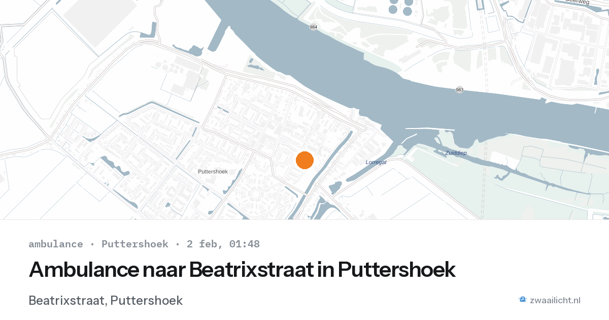 Ambulance naar Beatrixstraat in Puttershoek — 2 feb 2026