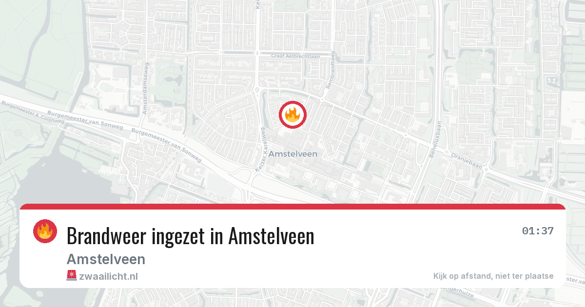 Brandweer ingezet in Amstelveen — 21 mrt 2026 | 🚨 Zwaailicht.nl
