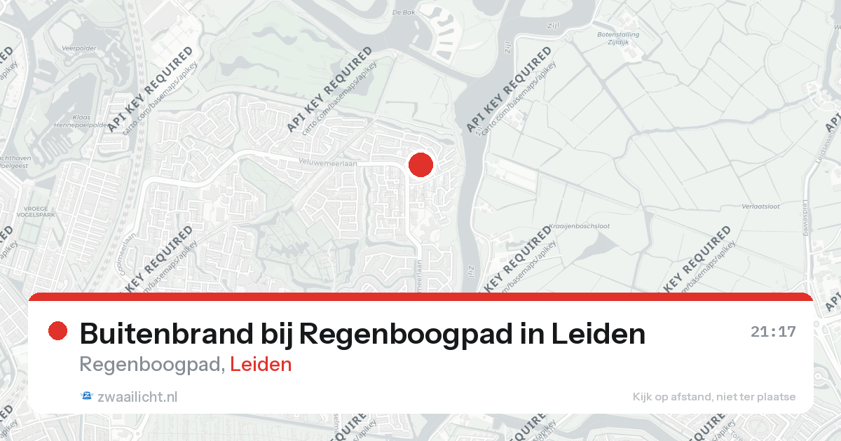 Buitenbrand bij Regenboogpad in Leiden — 16 feb 2026