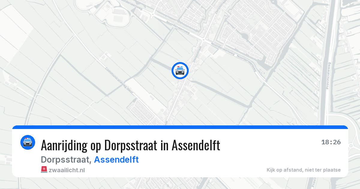 Aanrijding op Dorpsstraat in Assendelft — 28 jul 2026