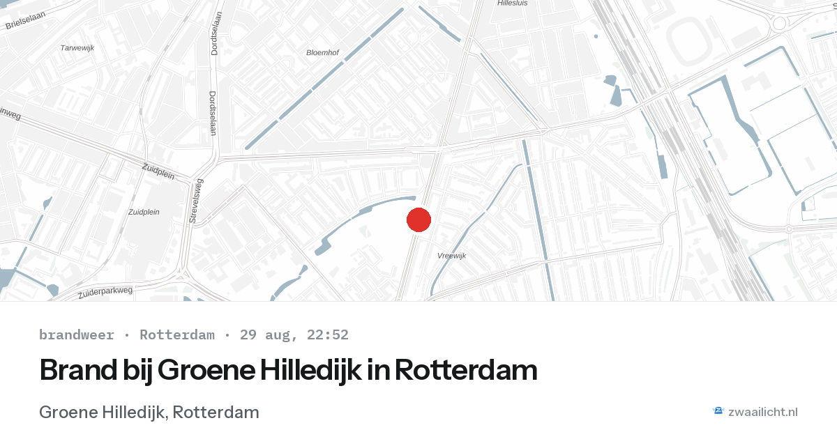 Brand bij Groene Hilledijk in Rotterdam — 29 aug 2026