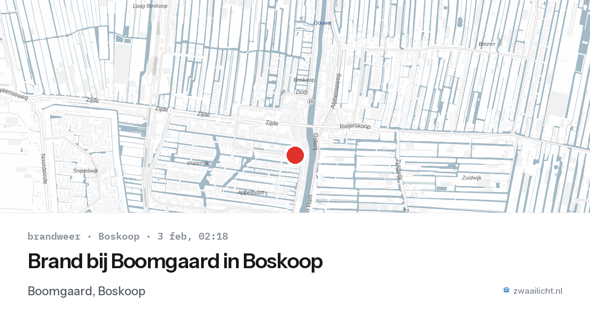 Brand bij Boomgaard in Boskoop — 3 feb 2026
