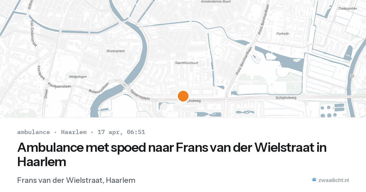 Ambulance met spoed naar Frans van der Wielstraat in Haarlem — 17 apr 2026