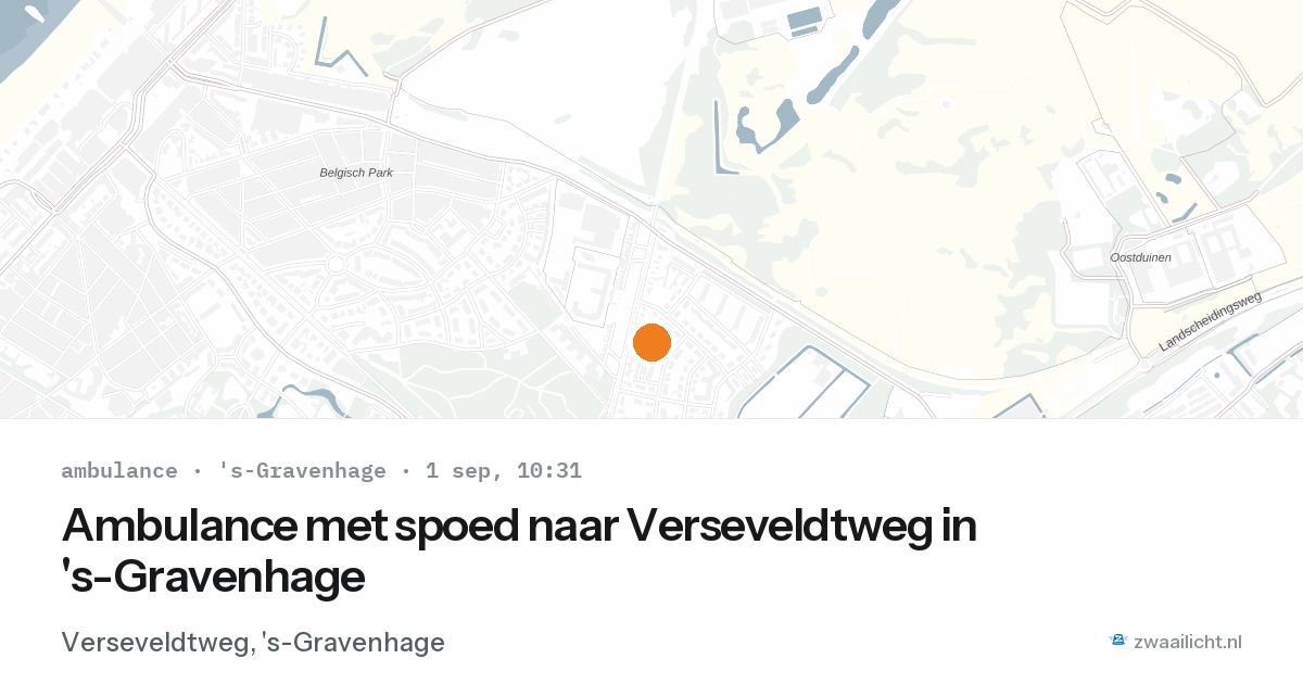 Ambulance met spoed naar Verseveldtweg in 's-Gravenhage — 1 sep 2026