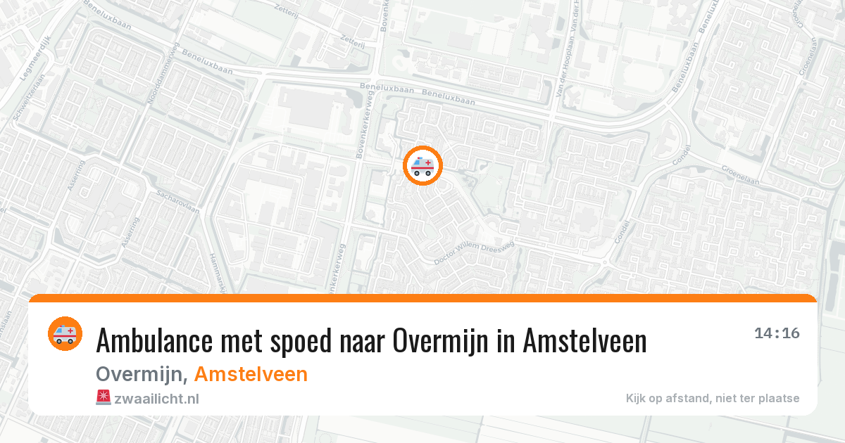Ambulance met spoed naar Overmijn in Amstelveen — 26 jun 2026