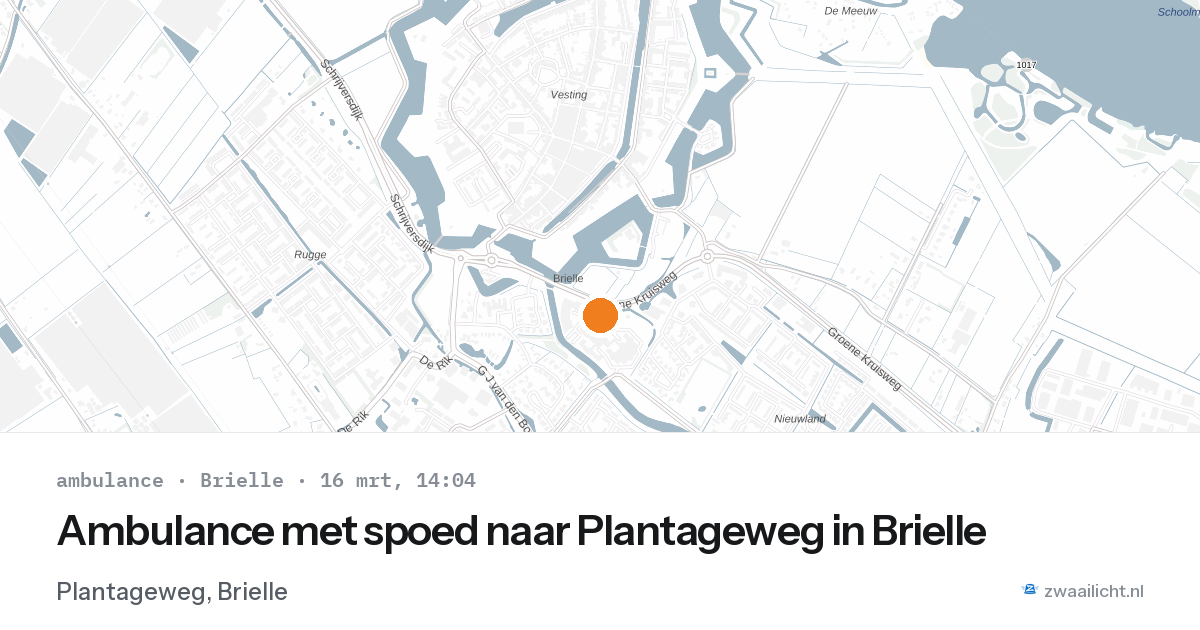 Ambulance met spoed naar Plantageweg in Brielle — 16 mrt 2026