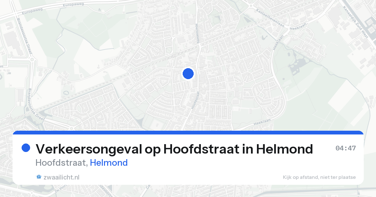 Verkeersongeval op Hoofdstraat in Helmond — 23 aug 2026