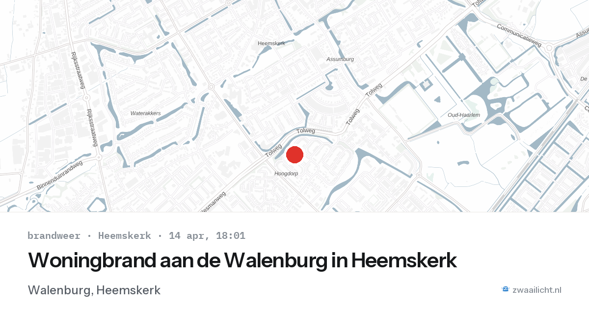 Woningbrand aan de Walenburg in Heemskerk — 14 apr 2026