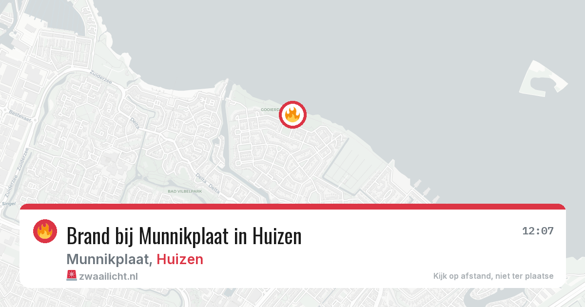 Brand bij Munnikplaat in Huizen — 24 mei 2026