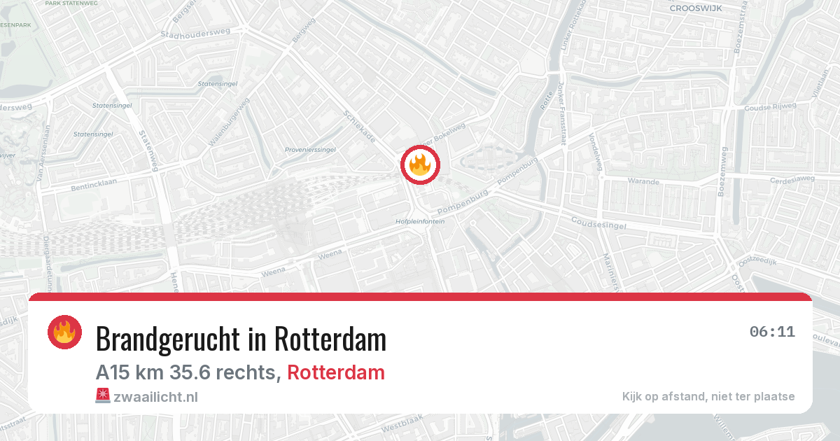 Brandgerucht in Rotterdam — 22 mrt 2026