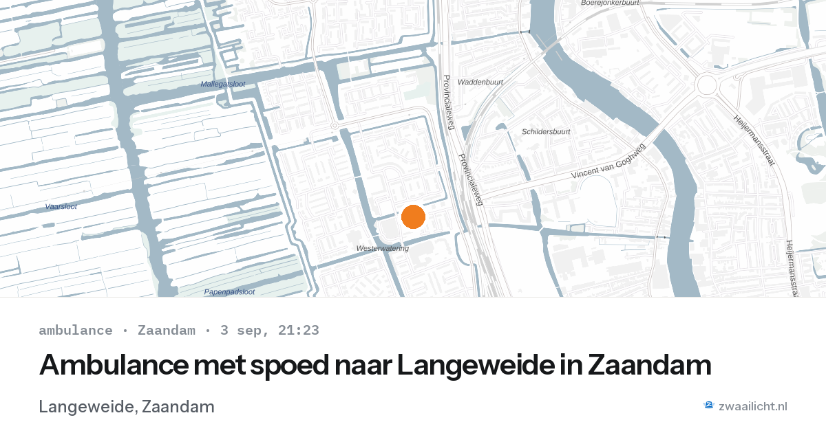 Ambulance met spoed naar Langeweide in Zaandam — 3 sep 2026
