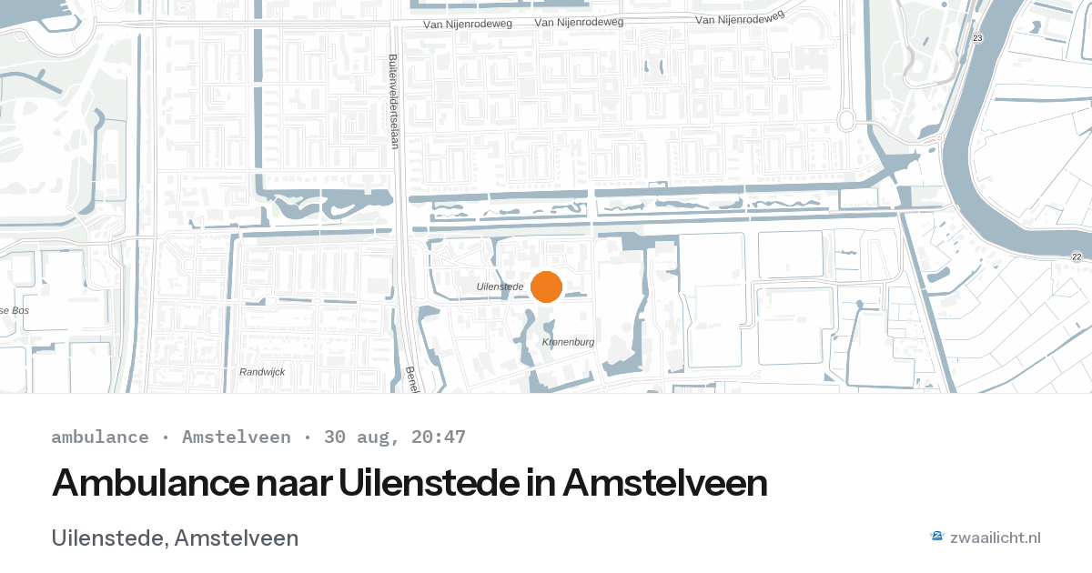 Ambulance naar Uilenstede in Amstelveen — 30 aug 2026