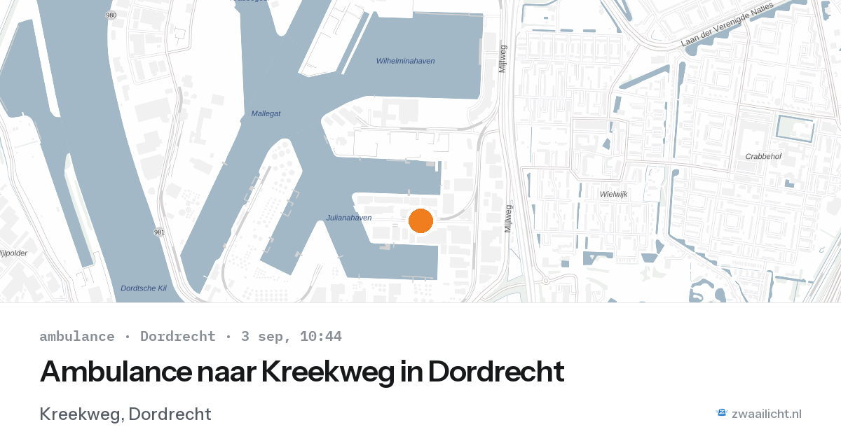 Ambulance naar Kreekweg in Dordrecht — 3 sep 2026
